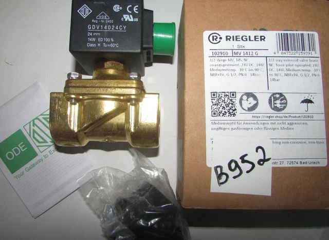 CINGHIA MV 1412G Elettrovalvola 2/2 vie in ottone 24V DC (B952)