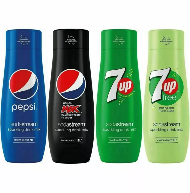 Sodastream Pepsi, Pepsi Max, 7UP & 7UP Free Syrup Makes 9 L of Fizzy Juice