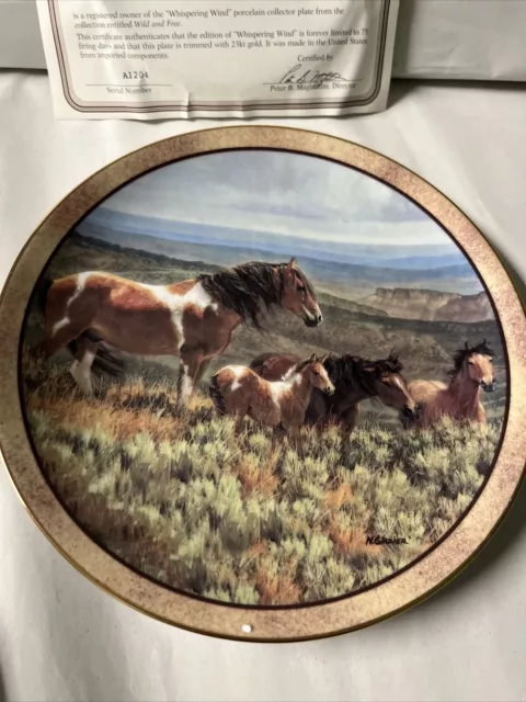Danbury Mint Whispering Wind Wild and Free Porcelain Horse Plate Ltd Ed