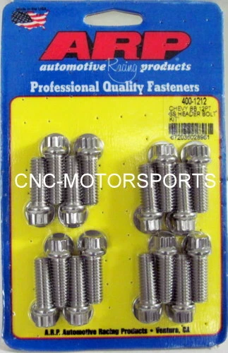 Arp Header Bolt Kit 400-1212  Bb Chevy 3/8 Diameter Bolt 3/8 Wrench Qty 16