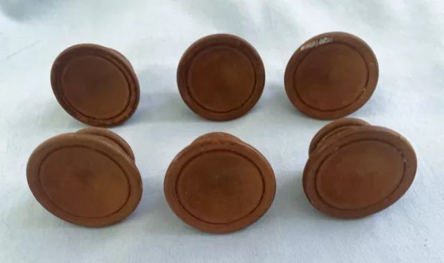 Lot of Six Vintage Round Wooden Drawer/Cabinet Knobs/Pulls 1 3/4"