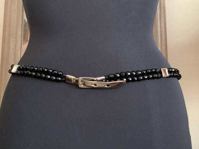 Vintage Französisch Richard Gampel Luxus Gürtel Mit Jet Facettiert Perlen &metal
