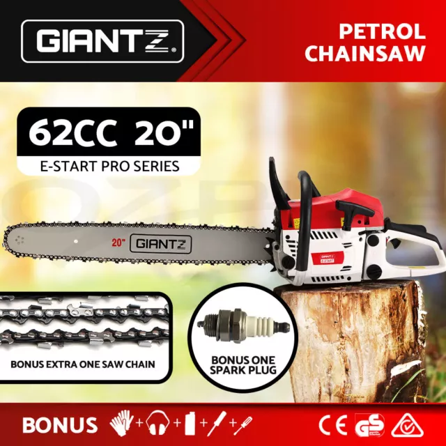 Giantz 62cc Petrol Commercial Chainsaw 20" Bar E-Start Tree Chain Saw Pruning