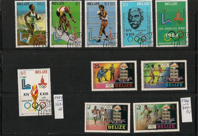 60/10) Belize MI.Nr. 563-568 747-750 Olympiade Radfahren Boxen Schießen Sport