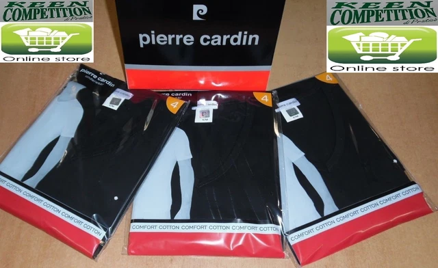 PIERRE CARDIN 3 MAGLIE INTERNE INTIMA T-SHIRT UOMO Scollo a V nero 100% COTONE