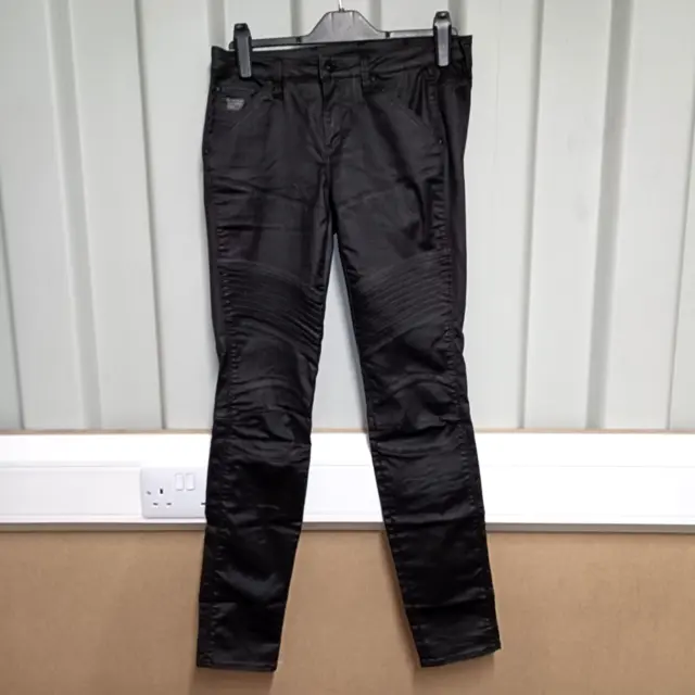 Pantalones de mezclilla para mujer G Star Raw cintura negra talla 28 in Reino Unido 10 altos largos motociclista altura baja