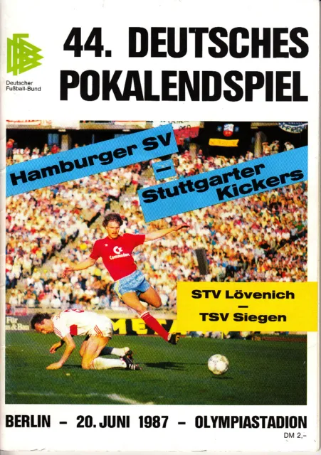 20.6.87 DFB-Pokal Finale Berlin HSV Hamburger SV Stuttgarter Kickers Deutschland