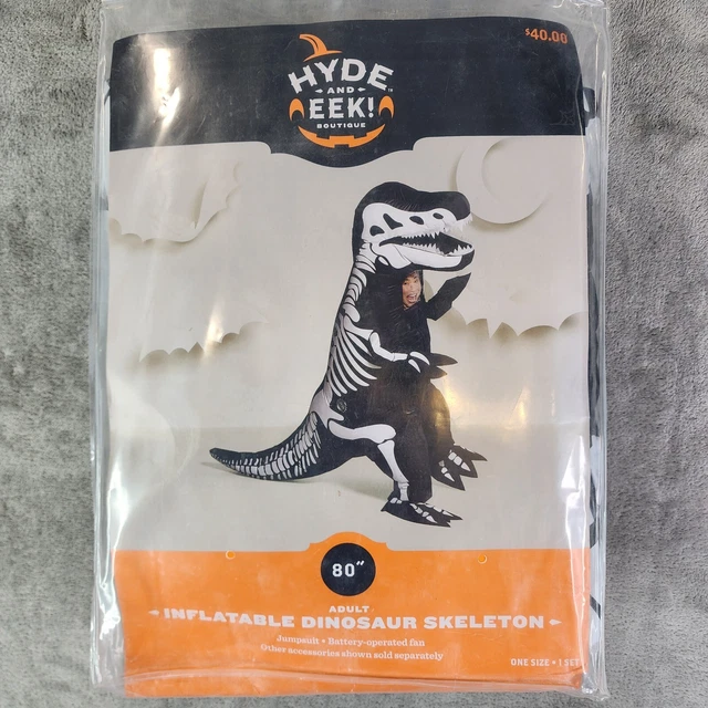 ADULT 80& INFLATABLE TRex Skeleton Costume Dinosaur Blow Up Halloween