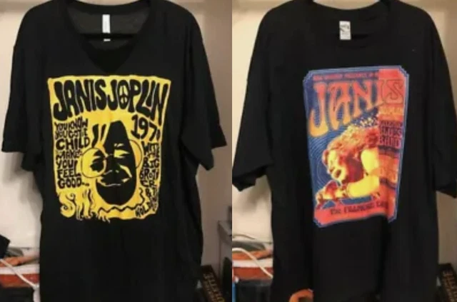 (Set of 2) JANIS JOPLIN Black Short Sleeve T-Shirts (3X) (Excellent Condition)