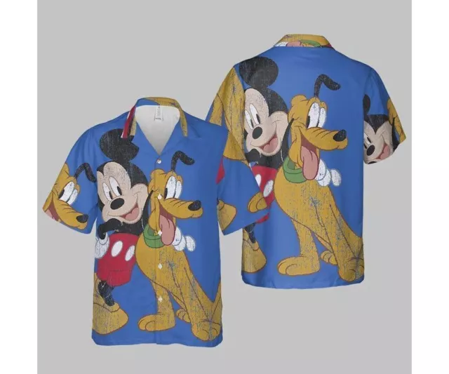 Cute Mickey Mouse And Pluto Best Friends Forever Retro 3D HAWAII SHIRT Us Size