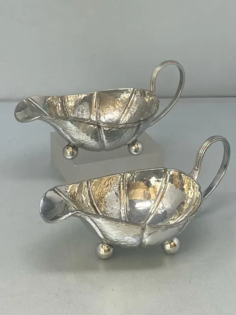 Pair of Large Antique Silver Plated Arts & Crafts Sauce Boats