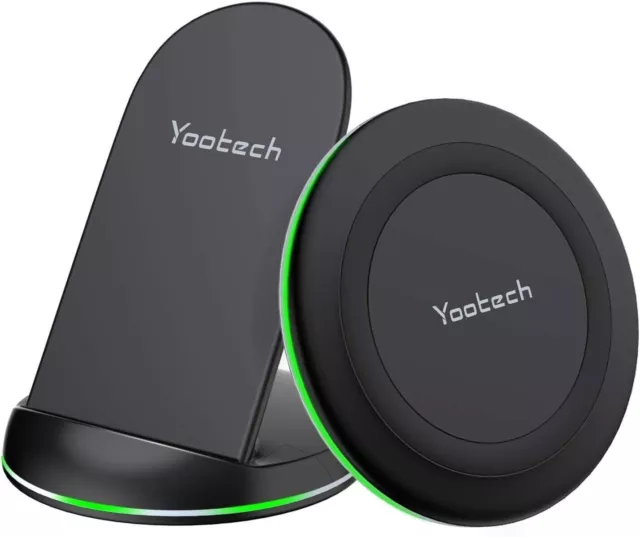 Yootech Wireless Charger,[2 Pack] 10W Max Wireless Charging Pad Stand Bundle