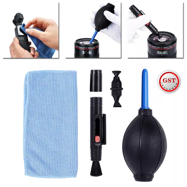 3 in 1 Lens Cleaning Cleaner Dust Pen Blower Cloth Kit For DSLR VCR Camera