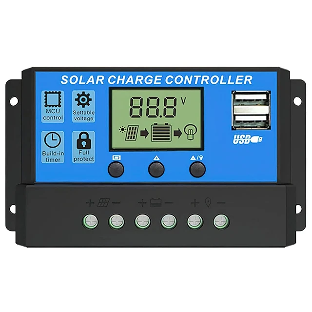 PWM SOLAR PANEL Charge Controller Regulator 12V/24V AUTO Dual USB 30A ...