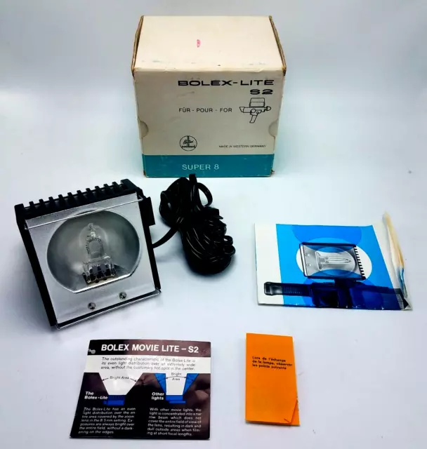 Lámpara Bolex-LIte S2 Super 8 con manuales de instrucciones y caja usada en caja *¡32000 lúmenes!*