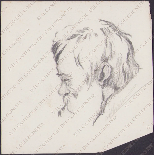Disegno Ritratto di uomo anziano firmato
