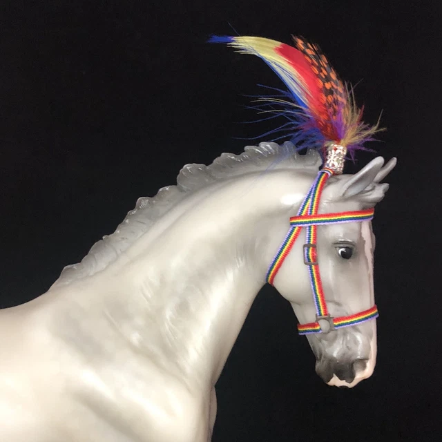 Custom Traditional Breyer Or Peter Stone Horse Tack Rainbow Circus Halter