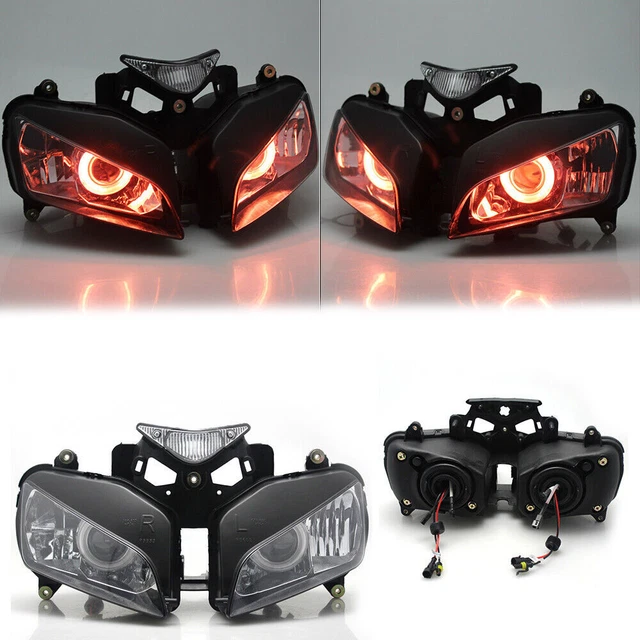 Red Angel Eyes HID Projector Assembled Headlamp For Honda CBR1000RR Bobber 04-07