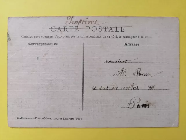 CPA Toilée FRANCE PARIS Écrite en 1907 GARE de LYON Écrite à A. BRUN de PARIS 2