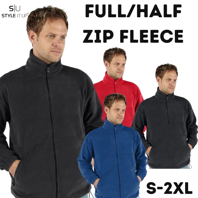 Unisex Mens Womens Fleece Winter Half/Full Zip Jacket Anti Pill Pockets Work Top