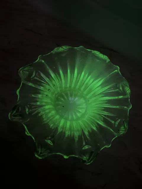 Sowerby Spill Vase In Uranium Green Depression Glass
