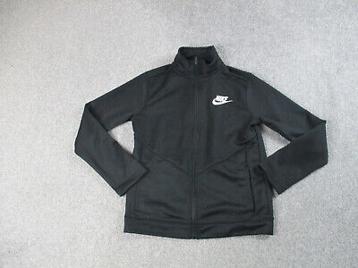 Nike Track Jacket Boys Large 147-158cm Black Full Zip Polyester Logo Sports