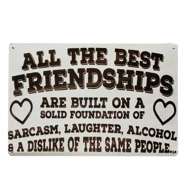 2xMetal Tin Sign All The Best Friendships 200x300mm Decor Rusty Vintage