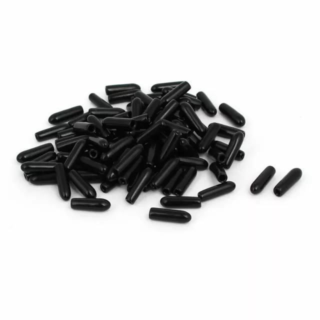 1.8mm Inner Dia Rubber Hose End Cap Screw Thread Protector Cover Black 100pcs