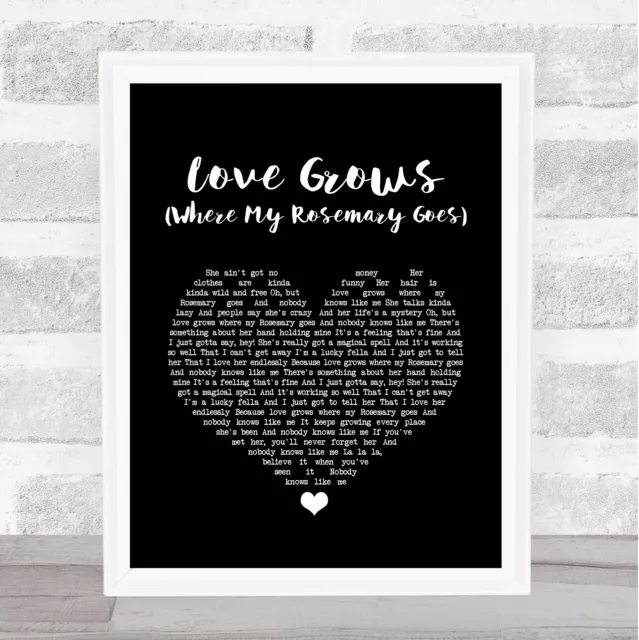 Love Grows (Where My Rosemary Goes) Black Heart Song Lyric Quote Music Print