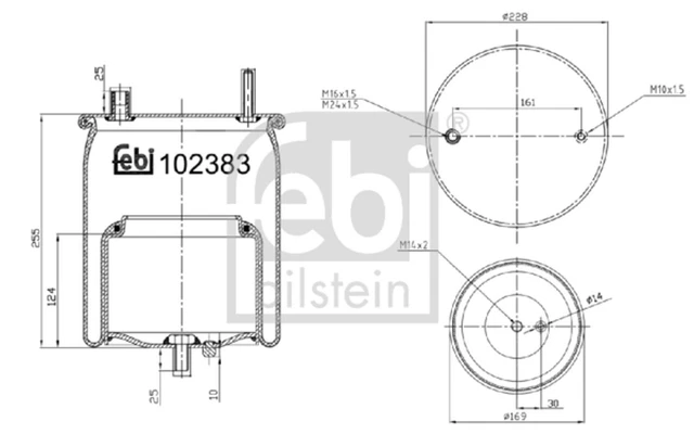 FEBI BILSTEIN Federbalg Luftfederung 102383 hinten für VOLVO FM 2 FMX FH 3