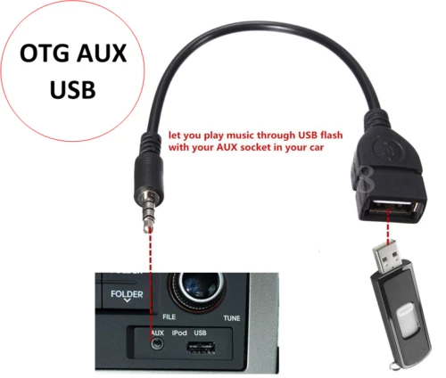 3.5mm Male AUX Audio Plug to USB 2.0 A Female Jack OTG Converter USB Adapter BLK