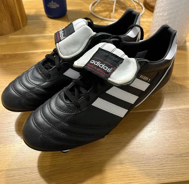 ADIDAS KAISER 5 Cup Mens 7.5 UK Black Leather Soft Ground Made In Germany 29.99 PicClick UK