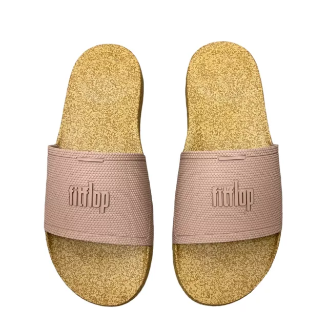 FitFlop Iqushion Cork Print Slide Sandals Womens Size 11 Sporty Casual Comfort