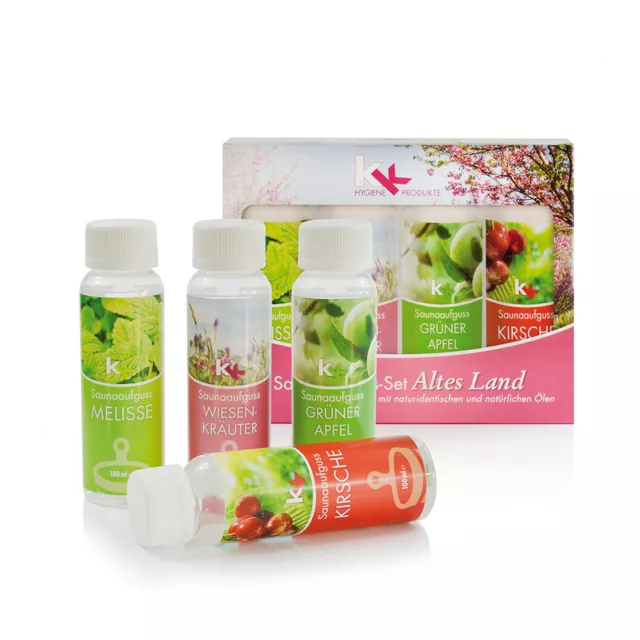 KK Saunaaufguss Altes Land Saunakonzentrat Saunaduft 4 x100 ml Set Geschenk-Box