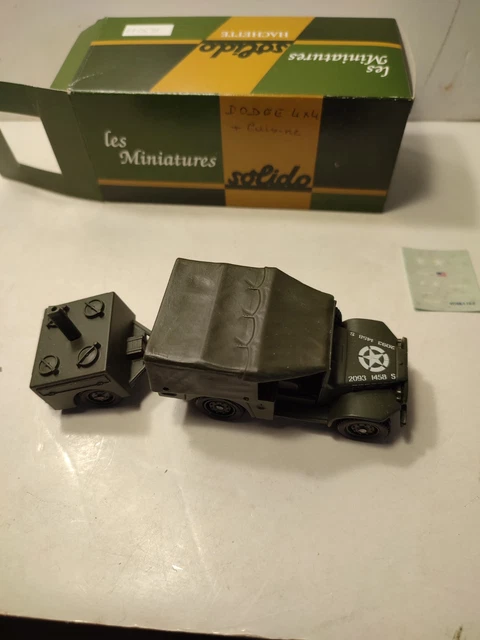 Miniature Solido DODGE 4X4 + Cuisine - Échelle 1/50, Militaire, état Parfait Avec Boîte