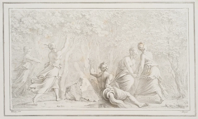 F. PILOTY (*1828) nach CARAVAGGIO (*1493), Flussgott und Nymphen, um 1815,