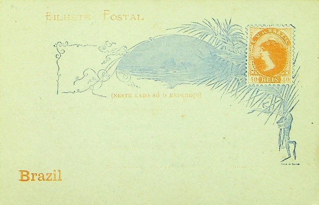 Sephil Brazil 40 Reis Fein Ungebraucht Postal Karten