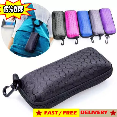 Rectangle Zipper Sunglasses Hard Eye Glasses Case Eyewear Protector Box FAST