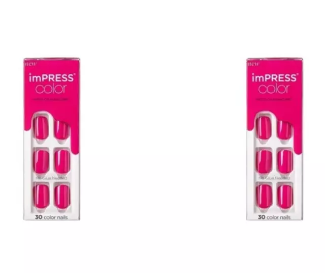 2 Kiss Impress Color 31 Orchid Festival Press On Faux Short Nails 86770 IMC31