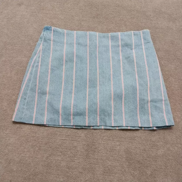 T Alexander Wang Womens Size 6 Blue Red Striped Denim Mini Skirt