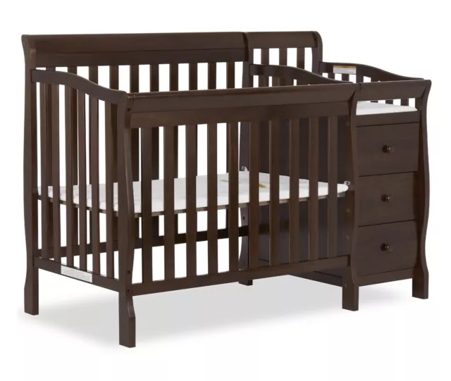 Dream On Me Jayden 4-in-1 MINI Convertible Crib with Changer Espresso