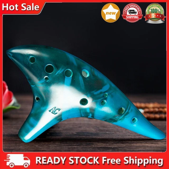 12 Hole Smokey Fired Ocarinas with Protective Bag Alto C Tone Ocarina (Blue)