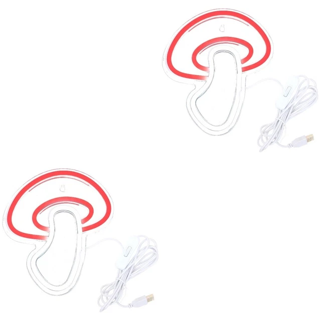 2 COUNT LED Signs Gaming Room Neon Mushroom Pattern Wall Decor £42.95