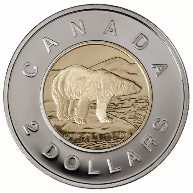 1997 Toonie Canada Two Dollar $2 coin Polar Bear Queen Elizabeth II CIRCULATED