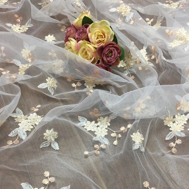 Tela de encaje de flores hágalo usted mismo por metro 91x135 cm para cortinas o ropa de moda