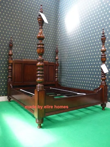 BESPOKE 6' Super King  Dark Mahogany Dutch Style Four half Poster columns Bed