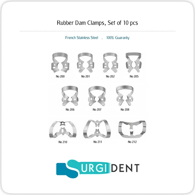DENTAL RUBBER DAM Clamps Endodontic Retainers Molar Surgical