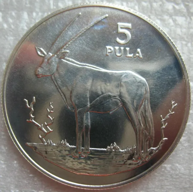 Botswana 5 Pula 1978 Silver UNC Coin Conservation Series Gemsbok