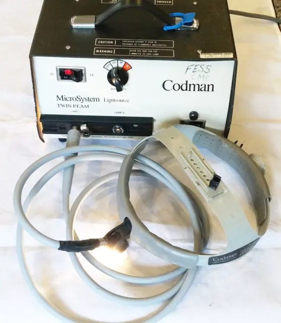 Codman Surgical MicroSystem Twin Beam Lightsource W/ Helmet Fiber Optic Cable