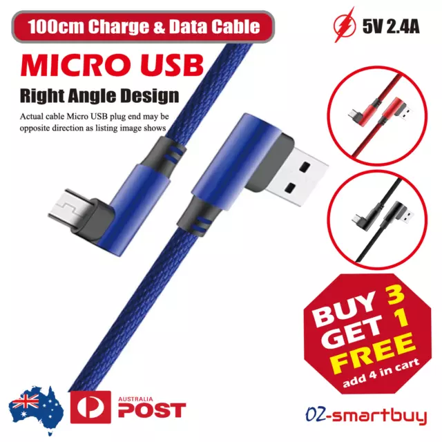 Micro USB 90 Degree Right Angle Data Sync Charging Charger Cable 100cm